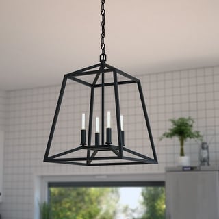 black metal open architecture pendant light