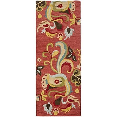Handwoven Wool Runner Rug - 2'3" x 8' - Elegant Floral Design - Durable Area Rug for Entryway, Living Room, Bedroom - 3 x 10