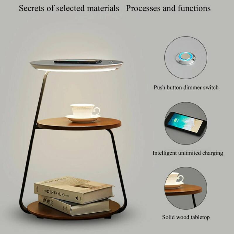 Smart Nightstand With Wireless Charger & Night Light