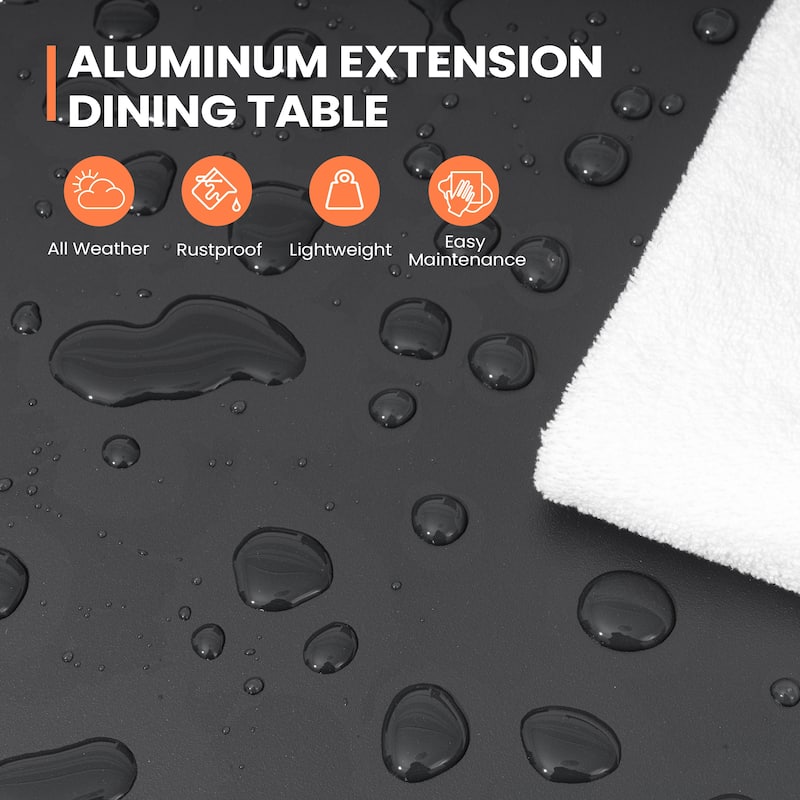 7/9PC Outdoor Aluminum Expandable Patio Dining Sets Extension Table with Rattan Chair