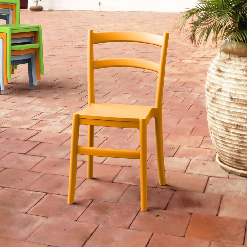 33.5" Orange Solid Patio Dining Armless Chair