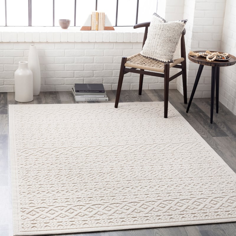 Gaines Indoor/ Outdoor Geometric Stripe Area Rug - 5'3" x 7'3" - Cream