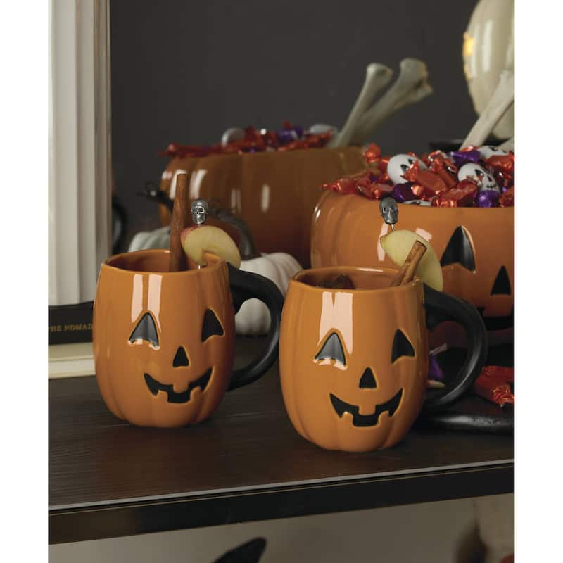 Lenox Vintage Halloween Figural Pumpkin Mugs, Set of 4