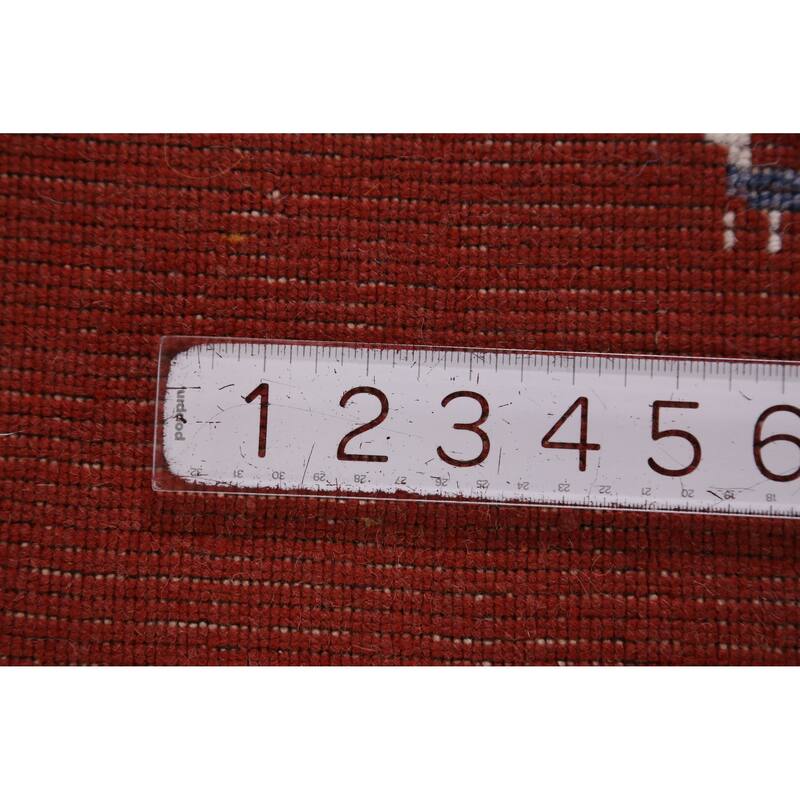 Hand Knotted Oriental 100% Wool Carpet Tribal Animal Pictorial Oranges & Rust Gabbeh Area Rug - 7' 7'' X 5' 3''