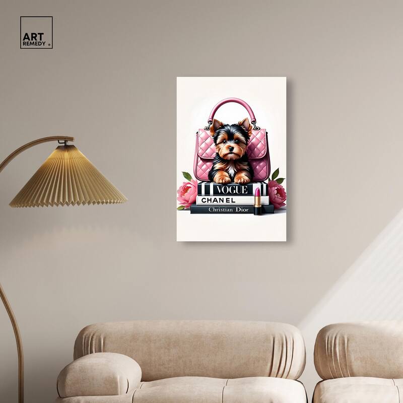 Fashionable Yorkie Canvas by Art Remedy, Gallery Wrapped