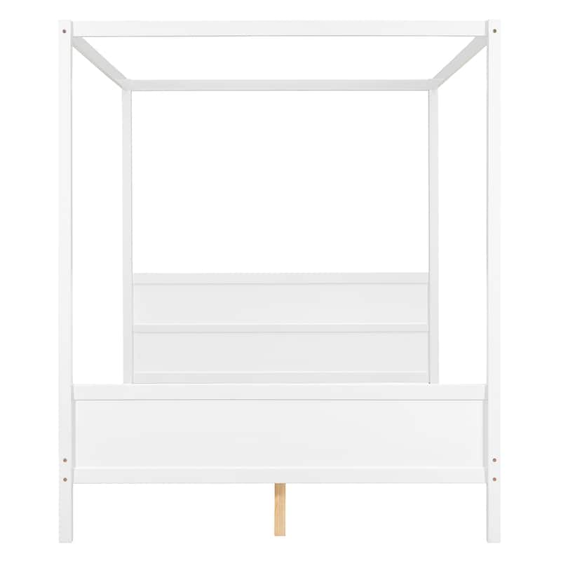 Queen Size Canopy Platform Bed with Headboard and Footboard,Slat Support Leg