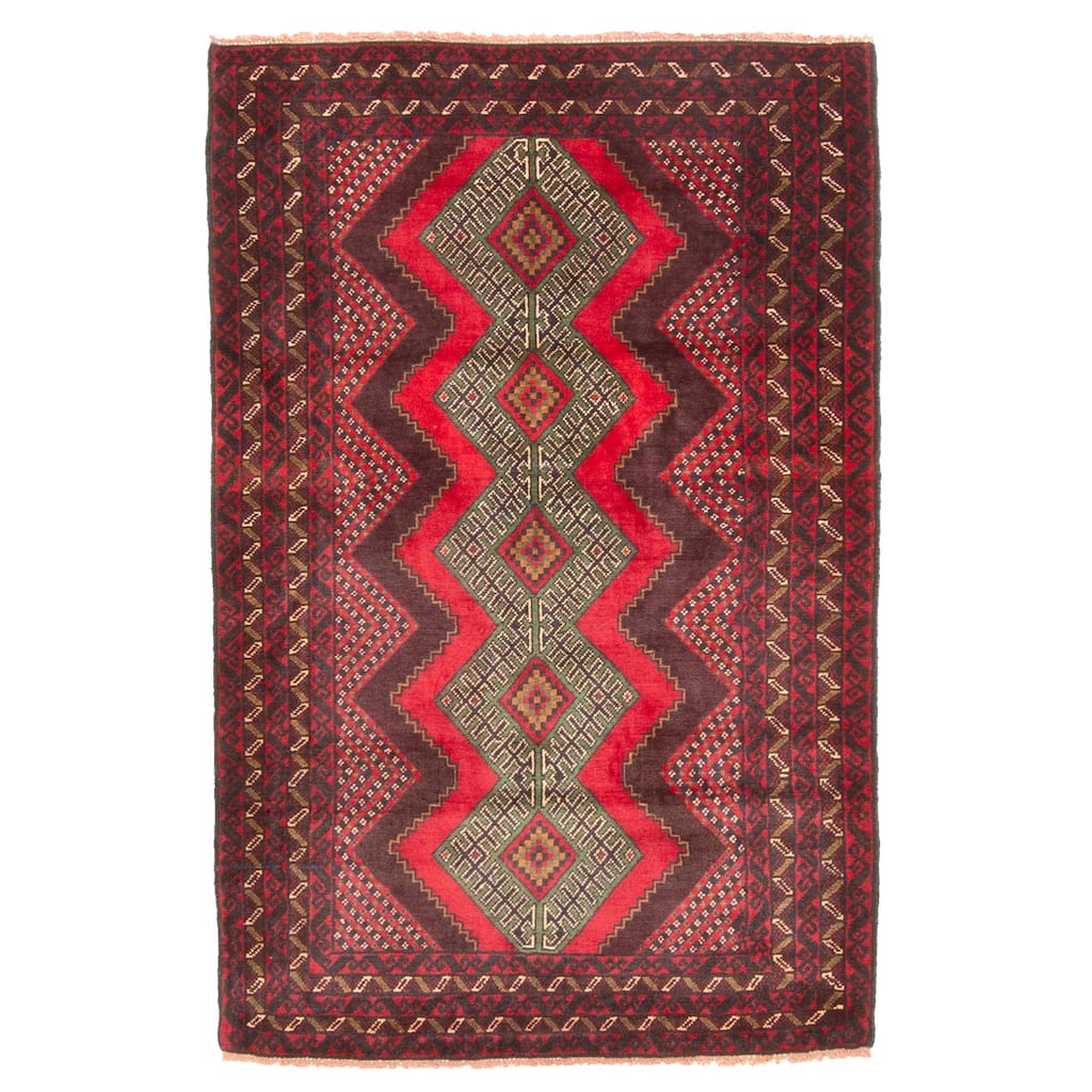 ECARPETGALLERY Hand-knotted Teimani Red Wool Rug - 3'1 x 4'9
