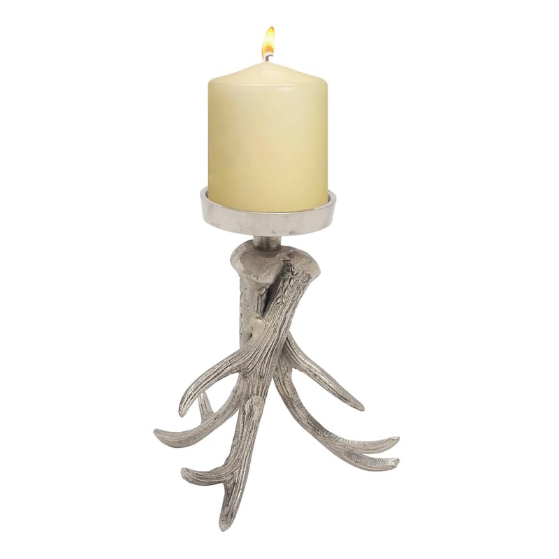 Silver Aluminum Antler Candle Holder - 7 x 7 x 8