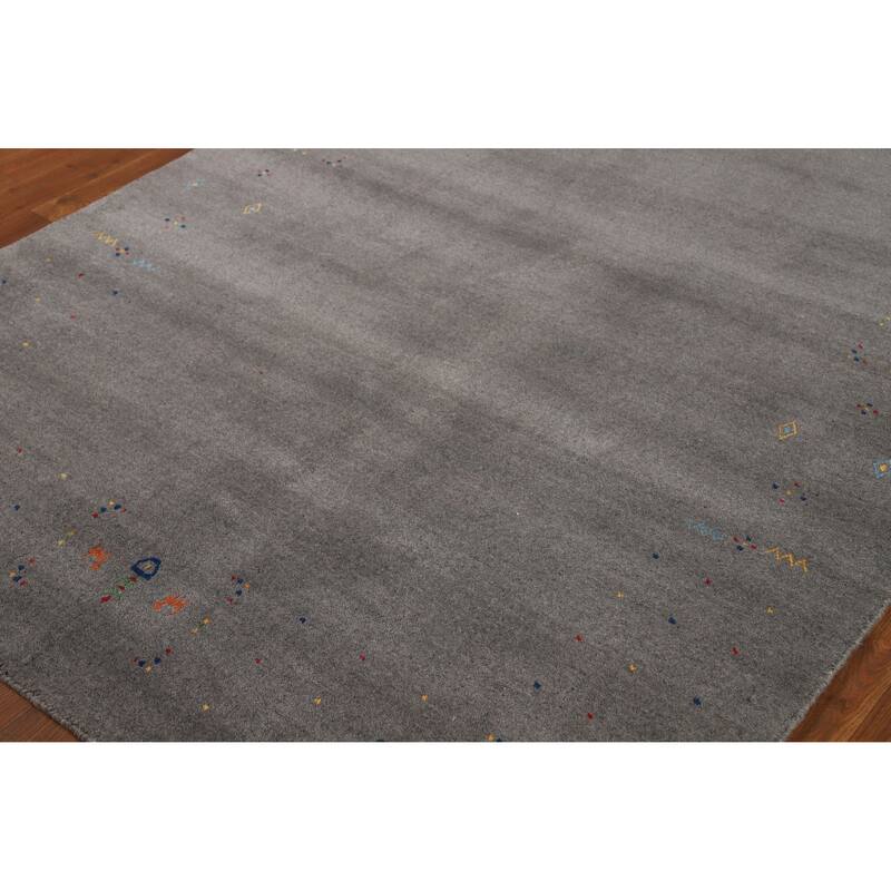 Hand Knotted Oriental 100% Wool Carpet Tribal Tribal Greys & Charcoal Gabbeh Area Rug - 8' 3'' X 5' 1''