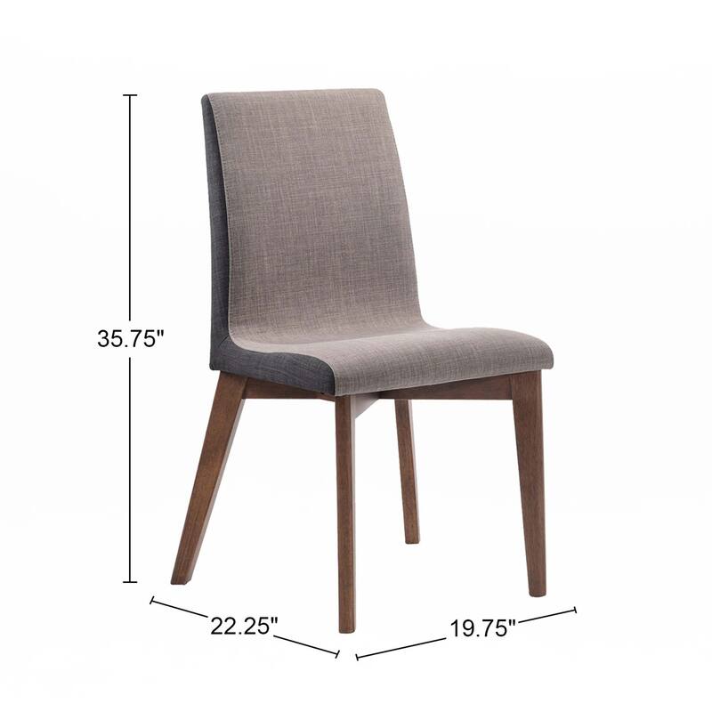 Set of 2 Grey Fabric Upholstered Dining Side Chairs
