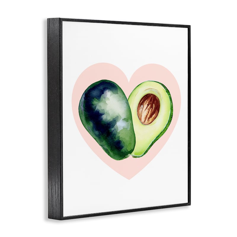 Stupell Heart Shaped Avocado Framed Giclee Art Design By Lil' Rue