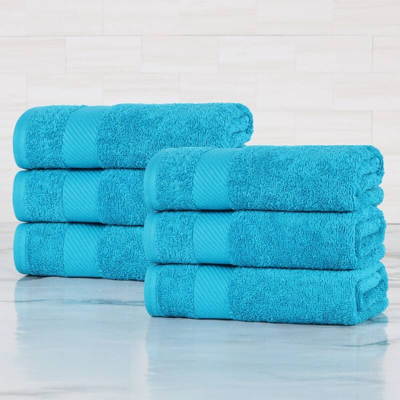 Superior Luxury Solid Highly Absorbent Egyptian Cotton Hand Towel - (Set of 6)