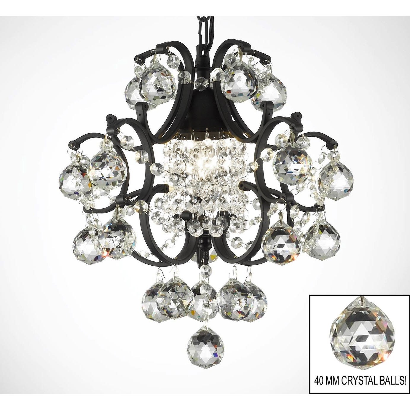 Wrought Iron Mini Crystal Chandelier Lighting With Crystal Balls - Chandeliers For Bedrooms by Overstock.com