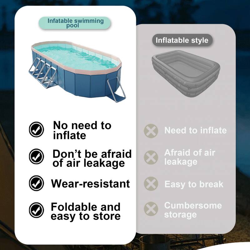 1.8m oval free inflatable garden PVC swimming pool dark blue