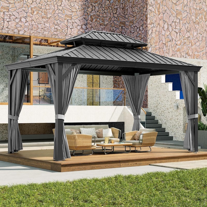 10X10FT,10X12FT,10X13FT,12X14FT,12X20FT Outdoor Galvanised Steel Hardtop Gazebo