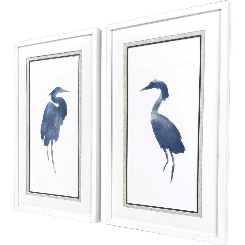 Paragon Heron in Blue Framed Art - Set of 2