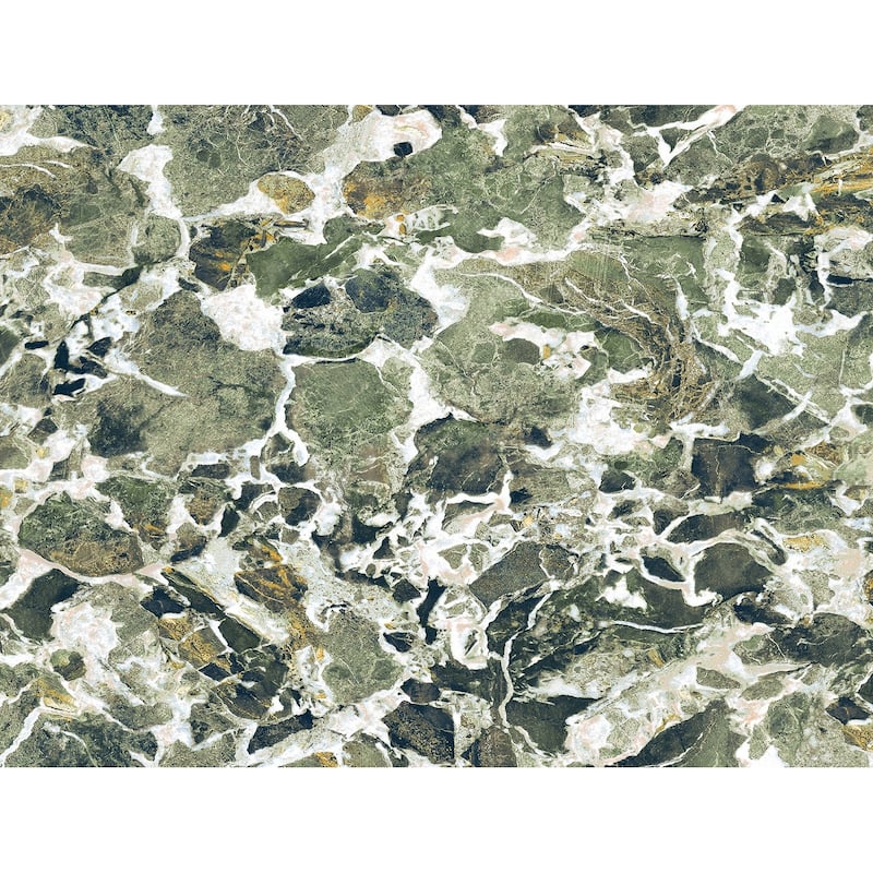 Harry & Grace Faux Stone Marble Peel and Stick Natural Wall Backdrop Panel - 20.5 in. W x 9 ft. L - Mineral Green