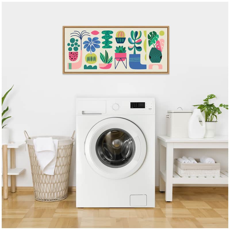 Kate and Laurel Sylvie Retro Bright Floral and Succulent Panel Framed Canvas by Rachel Lee