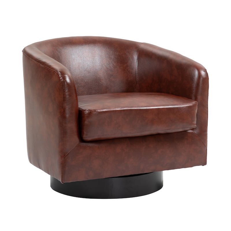 Modern Upholstered Swivel Barrel Club Arm Accent Chair for Living Room
