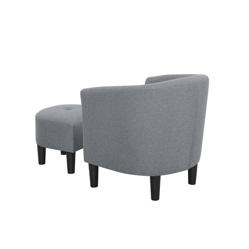 Barrel Chair with Ottoman,For Living Room,Black Plastic Legs