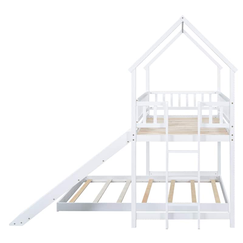 Twin over Full Pine Bunk Bed with Slide