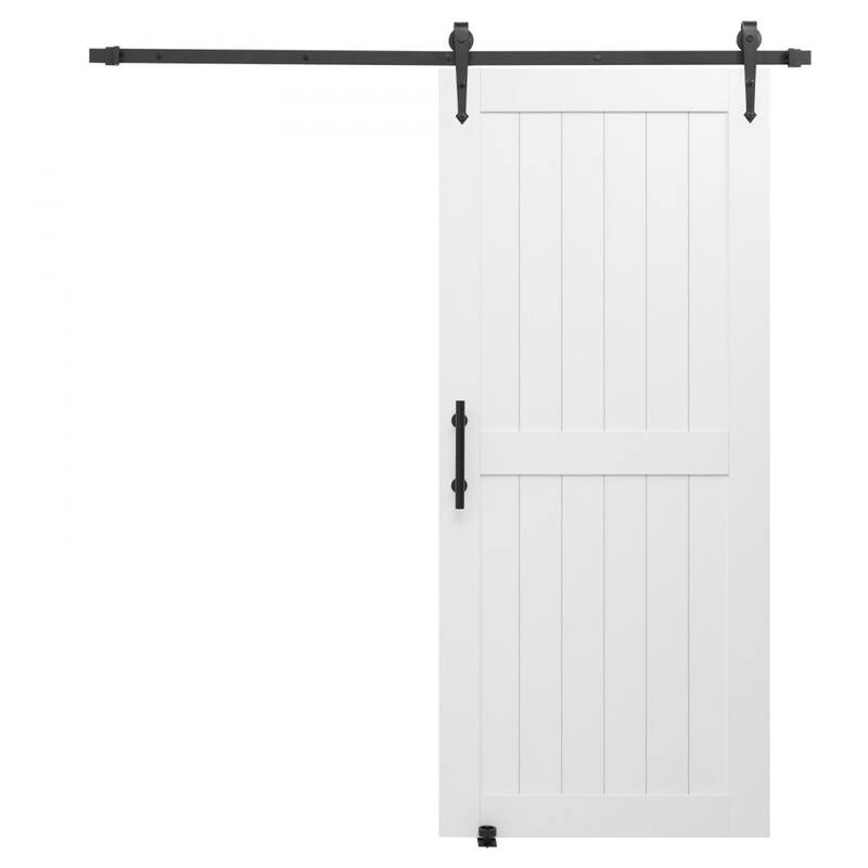White MDF Pine Sliding Barn Door with Waterproof PVC Coating