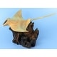 preview thumbnail 4 of 4, Wooden Hand Carved Stingray on Coral Statue Sculpture Wood Home Decor Accent Figurine Handcrafted Handmade Seaside Tropical N