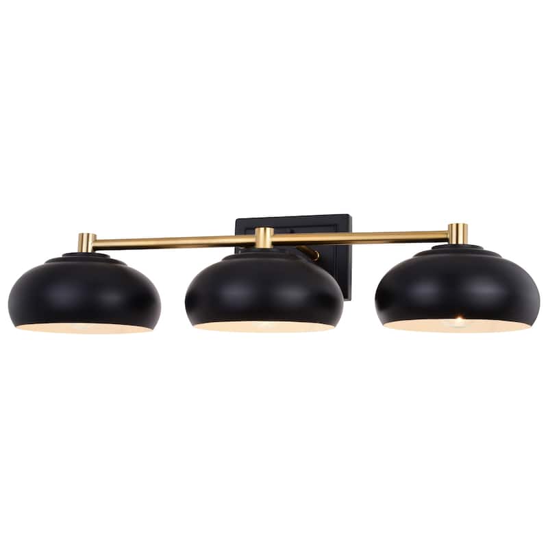 James Allan Marcia 3 Light 28" Wide Bathroom Vanity Light - Matte Black / Satin Brass
