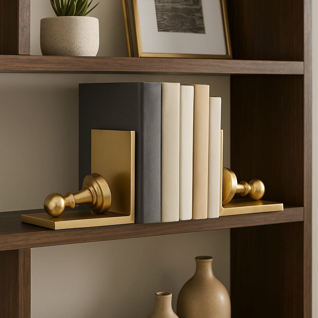 Decorative Metal Chess Pawn Bookends - Set of 2, 11", Gold - 11.0"