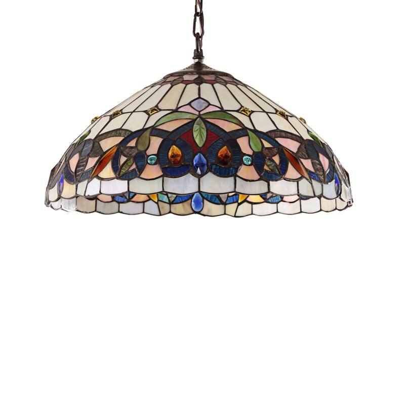 Tiffany-Style Victorian Design 2-light Blackish Bronze Hanging Pendant