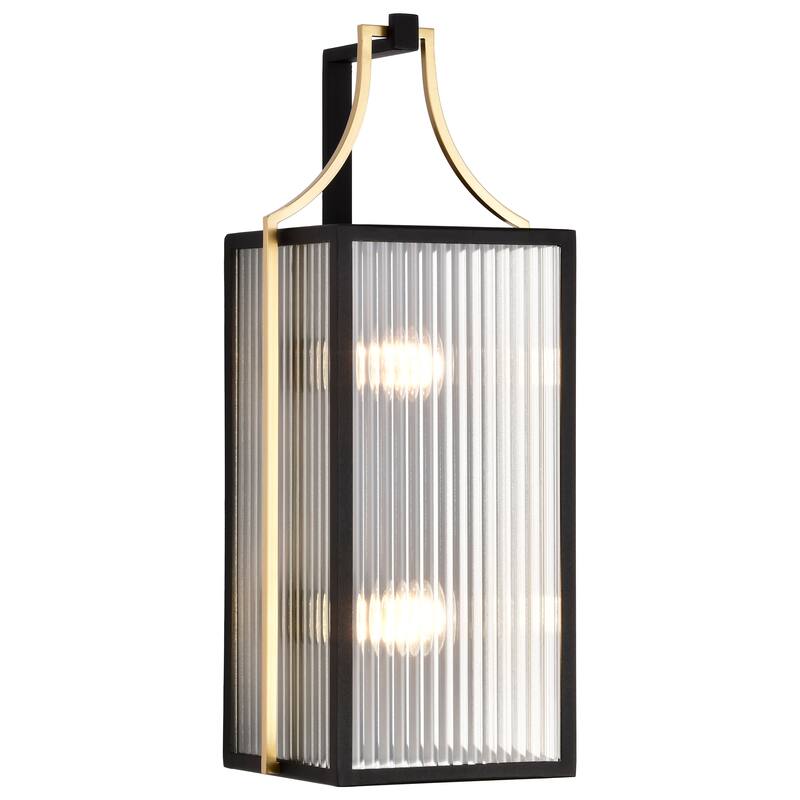 Holden Large Outdoor Lantern Gold and Black Finish Clear Glass - Black / Gold