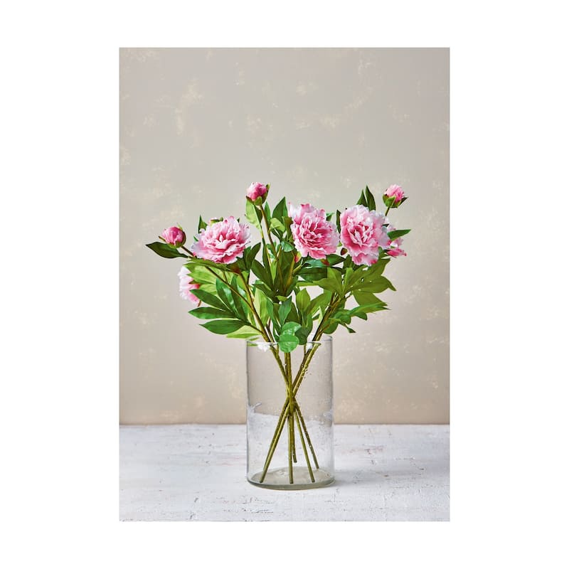 Peony Spray Artificial Flower Stems Pink 29.5 in Indoor Botanicals for Everyday Decor