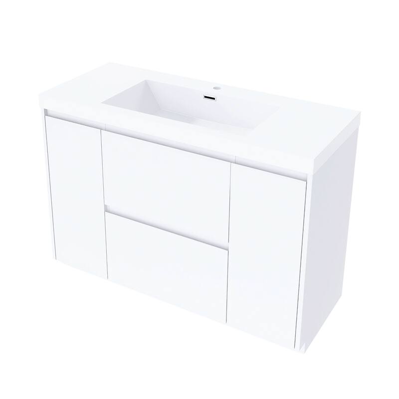 Floating Bathroom Vanity with Integrated Resin Top