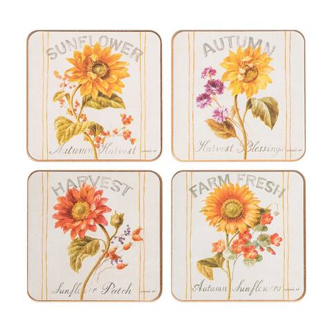 Sunflower Patch Coaster, Set of 4 - 4" x 4"
