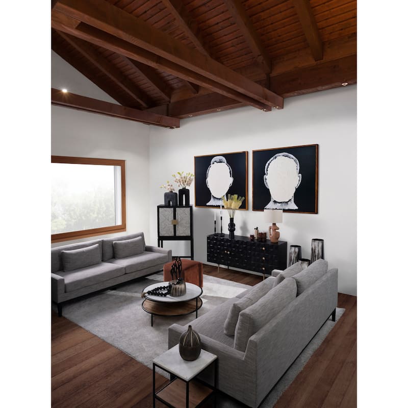 Sagebrook Home Elegant Oak Wood 3-Seat Upholstered and Bolstered Sofa - 90" x 36" x 34"
