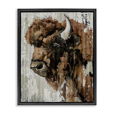 Stupell Abstract Bison Visage Framed Floater Canvas Wall Art Design By Sara Baker