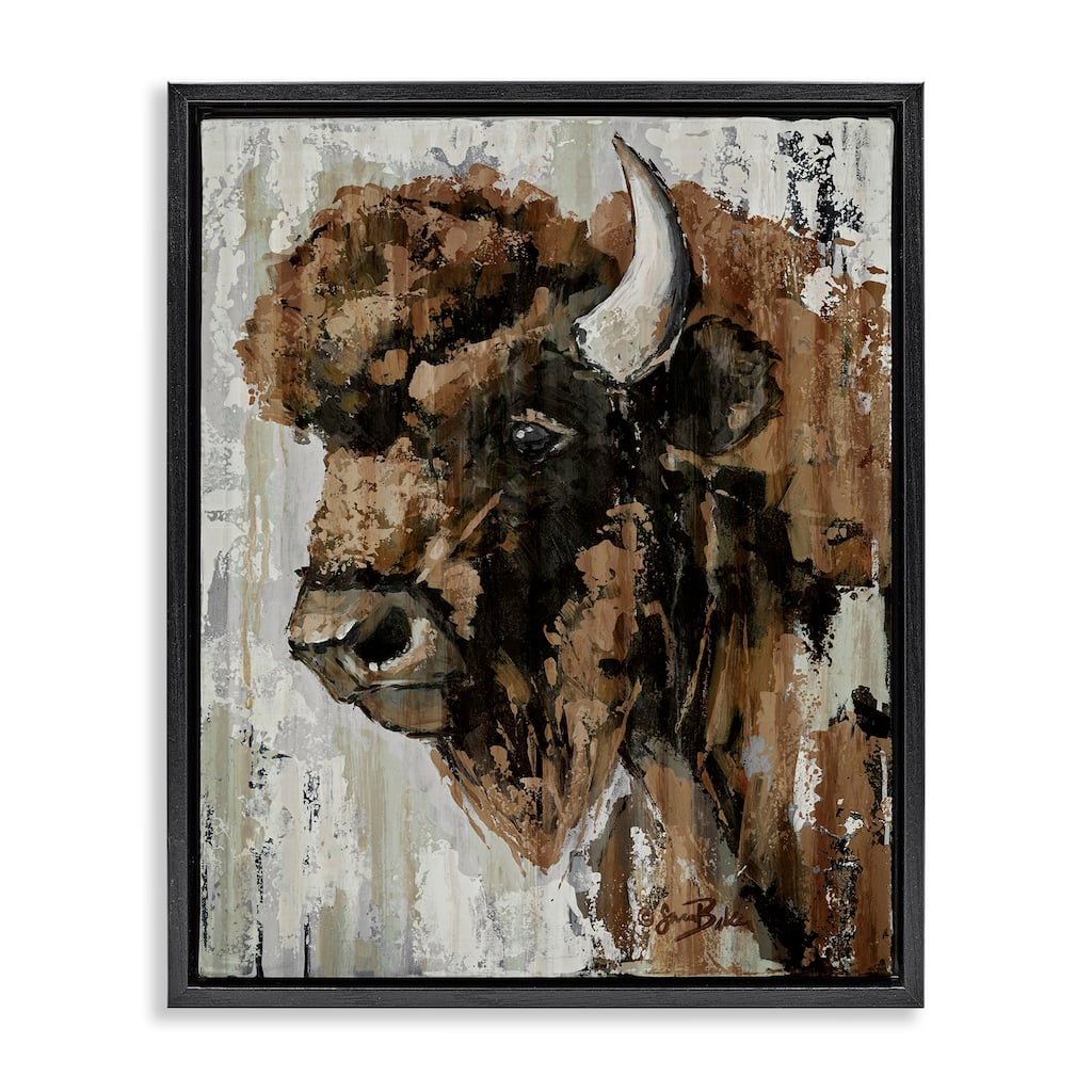 Stupell Abstract Bison Visage Framed Floater Canvas Wall Art Design By Sara Baker
