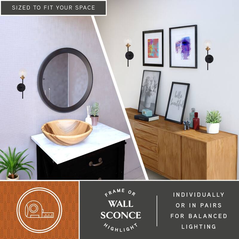 Orbit Oil Rubbed Bronze and Brass Industrial MCM Wall Light Clear Glass Globe
