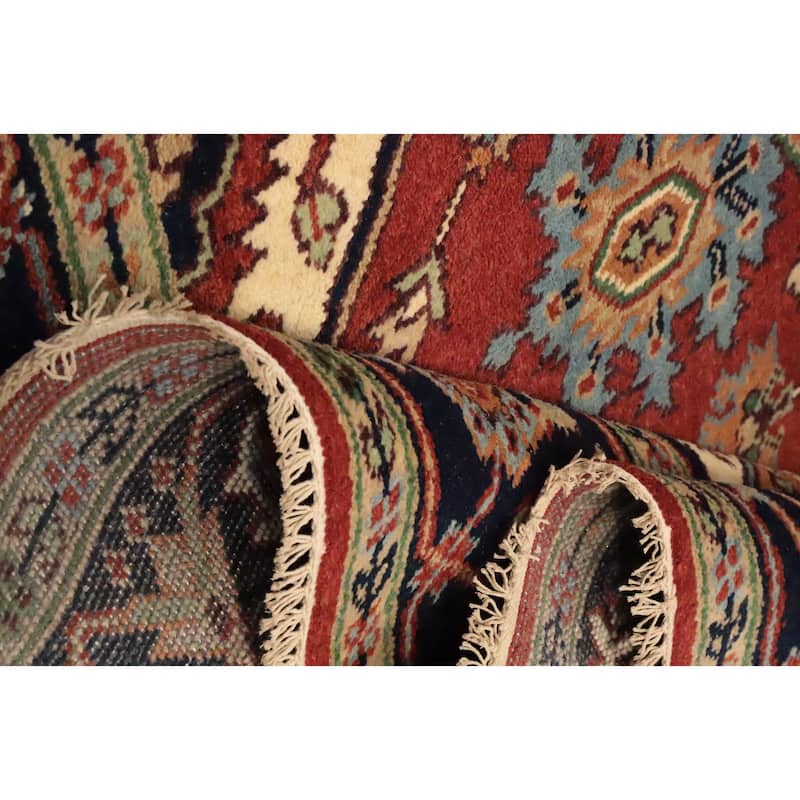Hand Knotted Oriental 100% Wool Carpet Traditional Medallion Oranges & Rust Heriz (serapi) Area Rug - 9' 9'' X 7' 11''