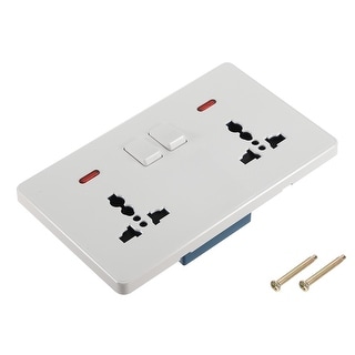 UK US Socket Double Multi Power Outlet Switch White 250V 13A 146mmx88mm ...