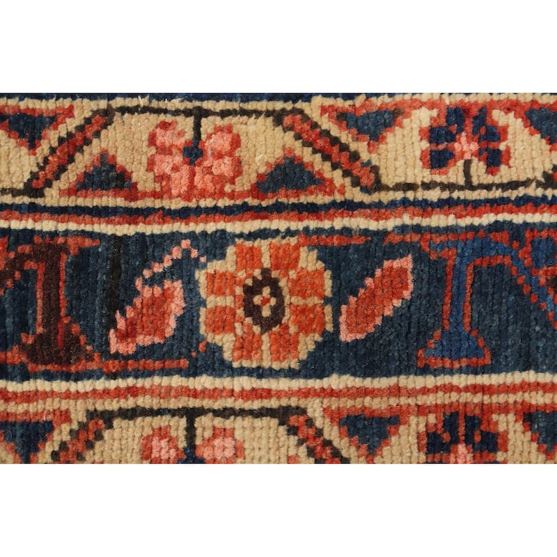 Hand Knotted Oriental 100% Wool Carpet Traditional Floral Oranges & Rust Heriz Runner Rug - 10' 2'' X 3' 10''