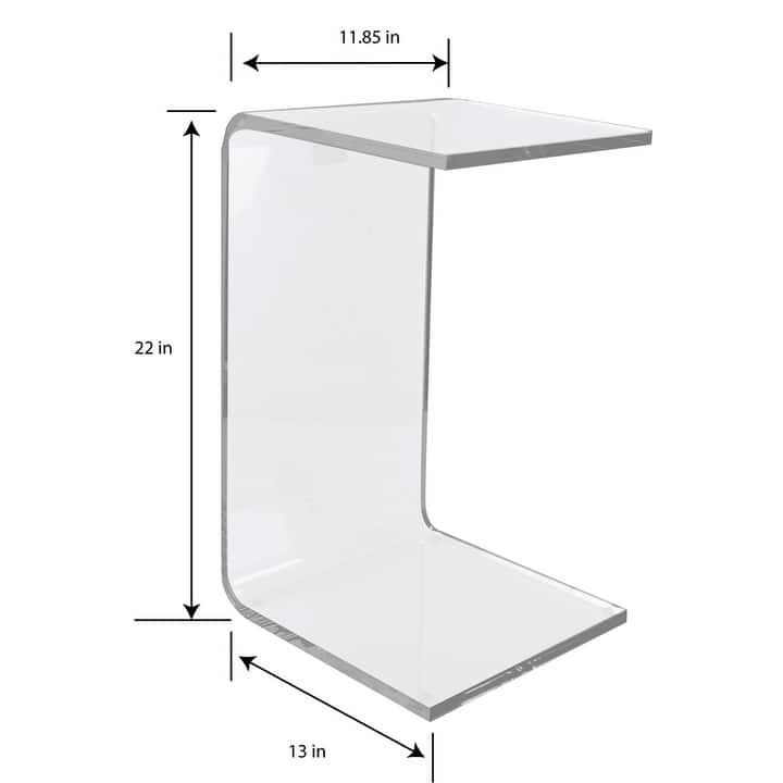 DesignStyles Acrylic C-Table - 11.85" x 13" x 22"