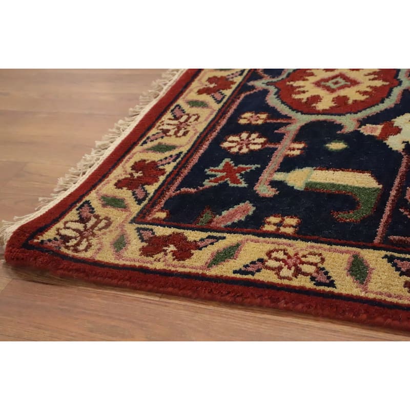 Hand Knotted Oriental 100% Wool Carpet Traditional Medallion Oranges & Rust Heriz (serapi) Area Rug - 13' 8'' X 9' 9''