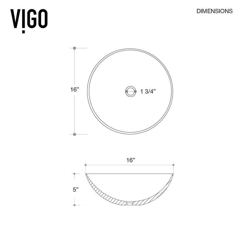 Vigo VGT2045 Lotus 16" Circular Stone Composite Vessel Bathroom Sink