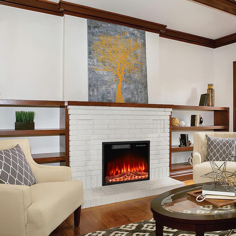 BOSSIN 18 inches Electric Fireplace Heater, 750/1500W Electric Fireplace Insert with Overheating Protection