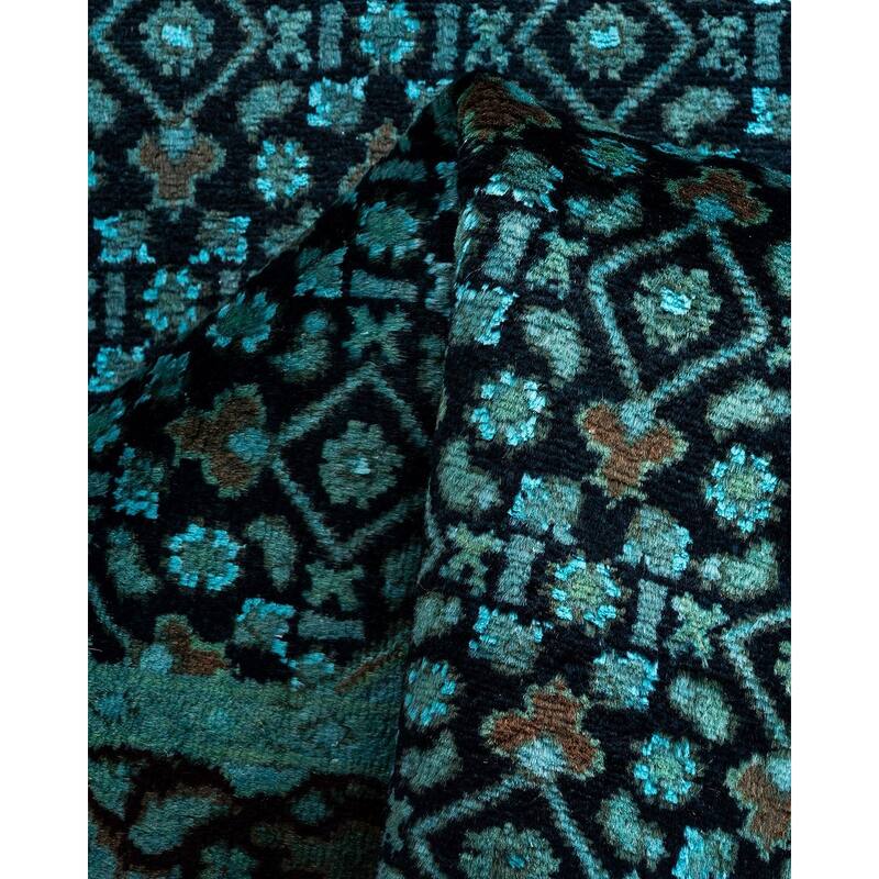 Fine Vibrance, One-of-a-Kind Hand-Knotted Runner Rug - Black, 2' 7" x 12' 2" - 2' 7" x 12' 2"