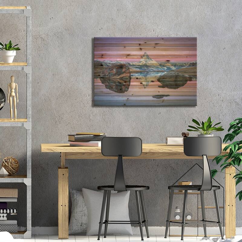 Stellisee And Matterhorn In Winter Print On Wood by Jan Becke - Multi-Color