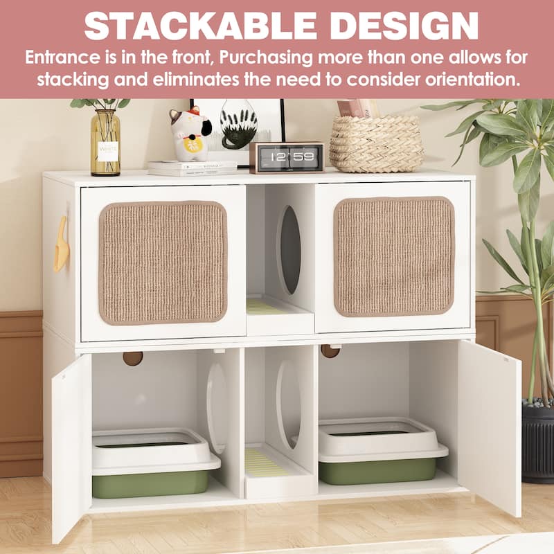 Modern Cat Litter Cat Enclosure,Washroom,Cabinet with two Large Rooms.