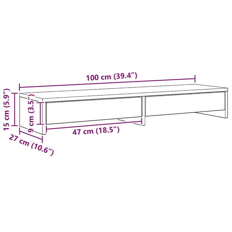 vidaXL Monitor Stand with Drawers Engineered Wood