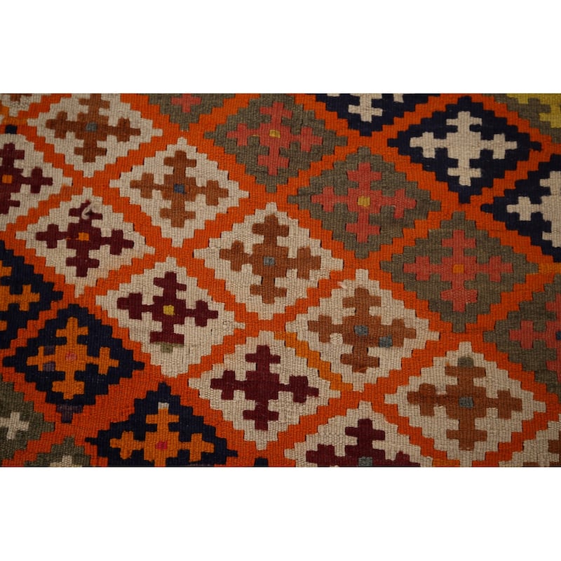 Vegetable Dye Kilim Qashqai Persian Vintage Rug Flatweave Wool Carpet - 4'11"x 7'10"